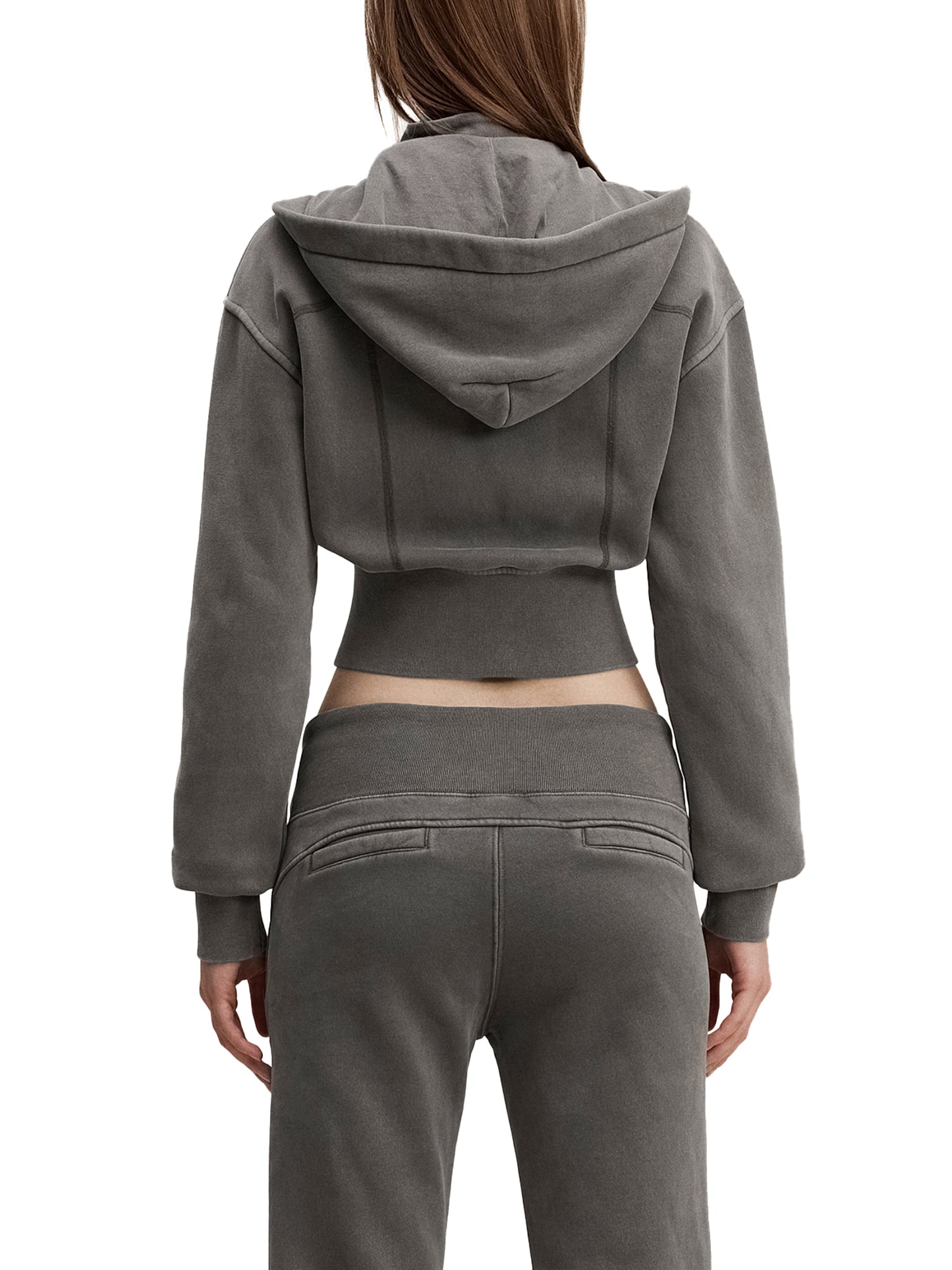 (WOMEN) K ART LOGO Vintage Washed Cropped Fleece Hoodie
